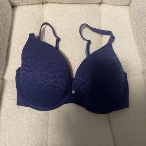 Victoria secrets pink push up padded bra blue cheetah print lace size 32DD